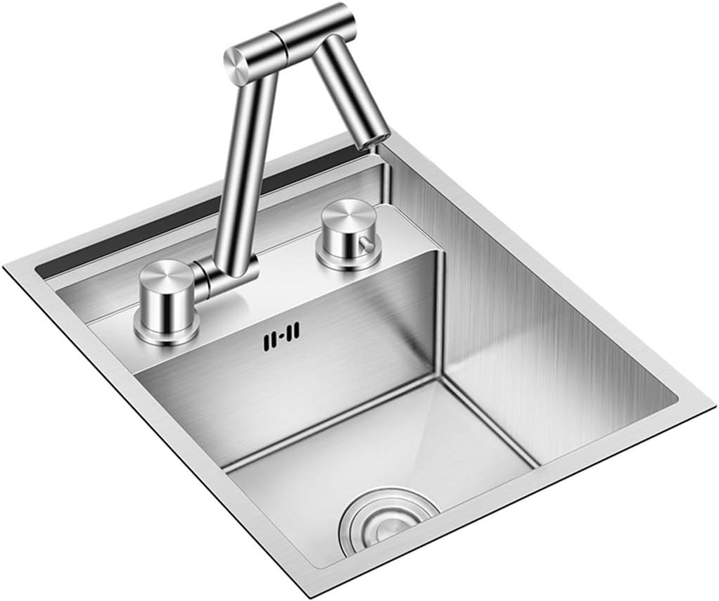 Stainless Steel Sink Hidden Kitchen Sink Sink On Bar Counter Sink with Folding Faucet Can Be Installed Under Counter