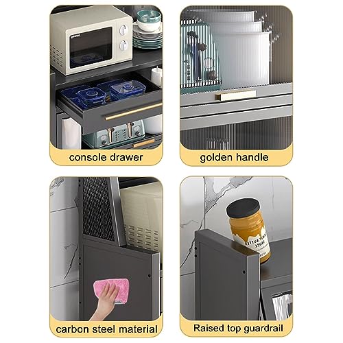 Kitchen Storage Cabinets, Bakers Rack with Drawers, Microwave Stand, with Flip Door Cabinet, Pegboard and Accessories