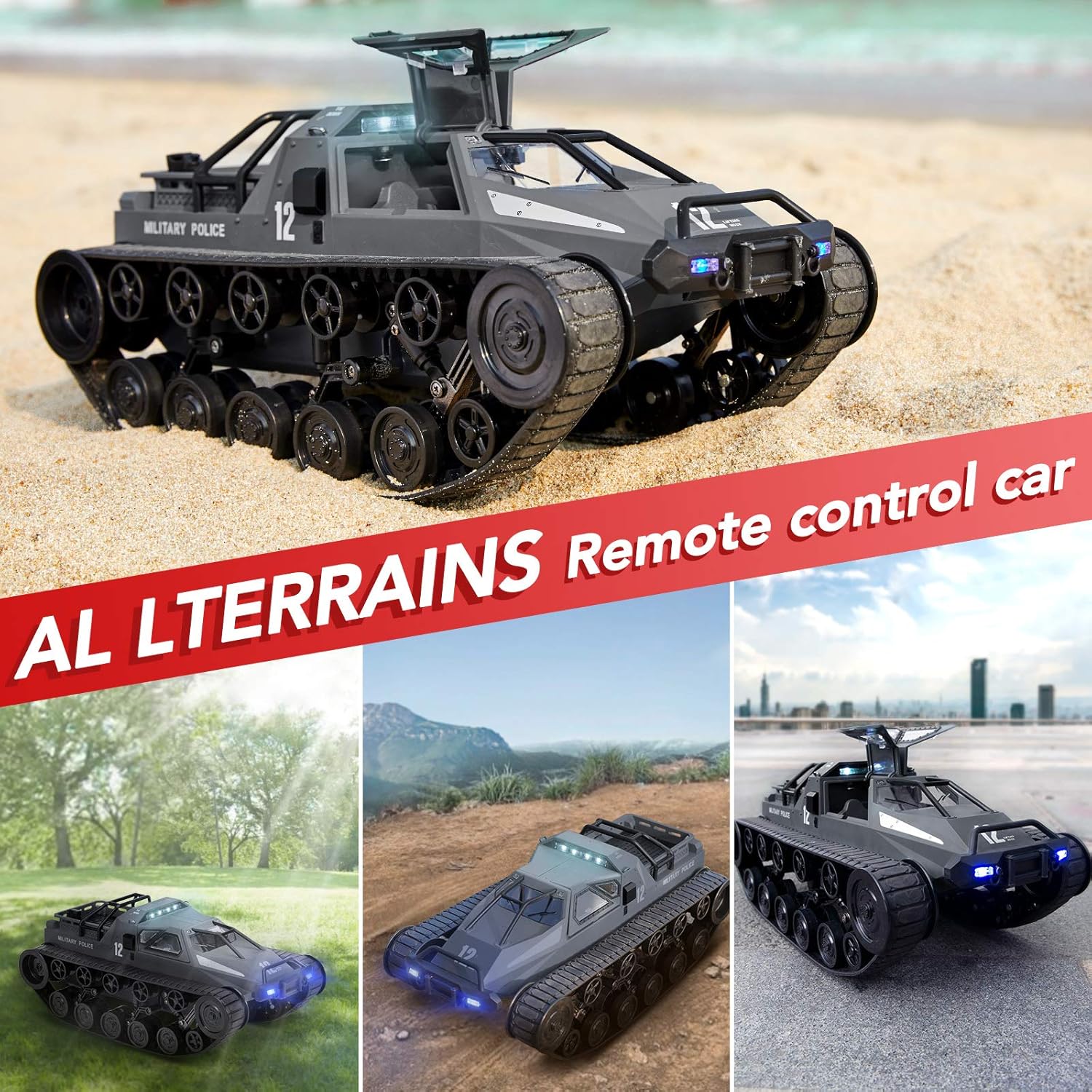 Bwine Q111 RC Rock Crawler, 1:12 Scale All Terrain Off-Road RC Crawler with Strong Starting Force, Smoke Effect & LED Light, Openable Door