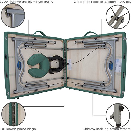 EARTHLITE Portable Massage Table LUNA - Ultra-Lightweight, Patented Aluminum Reiki Frame incl. Flex-Rest Face Cradle & Carry Case (29lb)