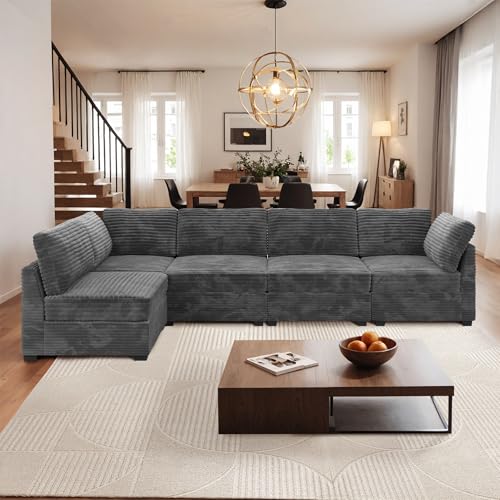 ovios 130.7" Modular Sectional Sofa Couch, U-Shaped Cloud Couches with 2 Ottomans Chaise