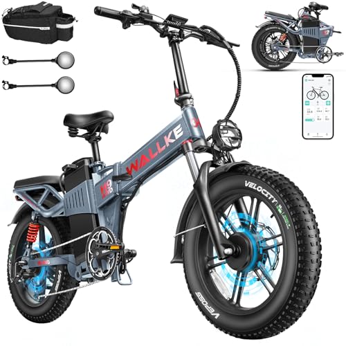 Wallke H9 AWD 3200W Dual Motor Electric Bike for Adult, 48V 82Ah/60Ah Sam-sung Cell Battery, 240-130 Mile 34MPH Fast Ebike