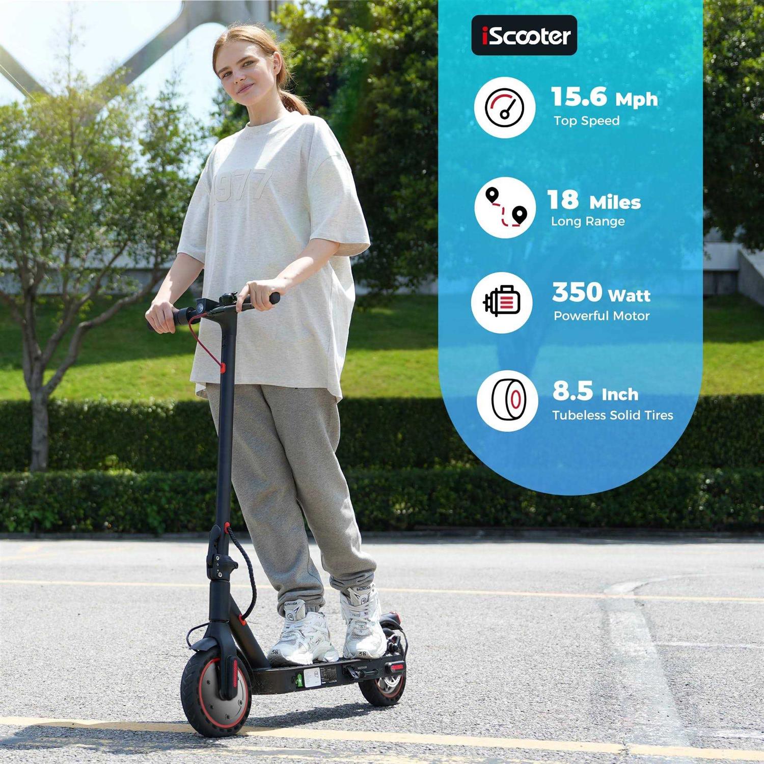 iScooter Electric Scooter 25/22/18 Miles Range 25/18.6/15.6 MPH Top Speed - Sports Supplies Online Store