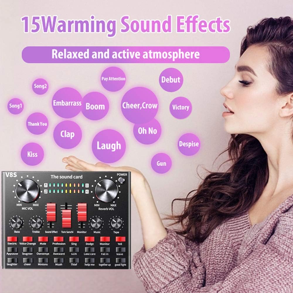 Condenser Microphone Bundle, ALPOWL BM-800 Mic Kit with Live Sound Card, Adjustable Mic Suspension Scissor Arm