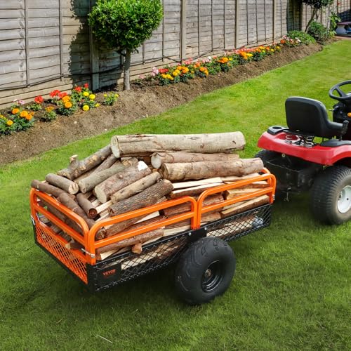 VEVOR Heavy Duty ATV Dump Cart - Steel Tow Behind trailer, 750 lbs, 15 Cubic Feet Garden Utility with Removable Sides