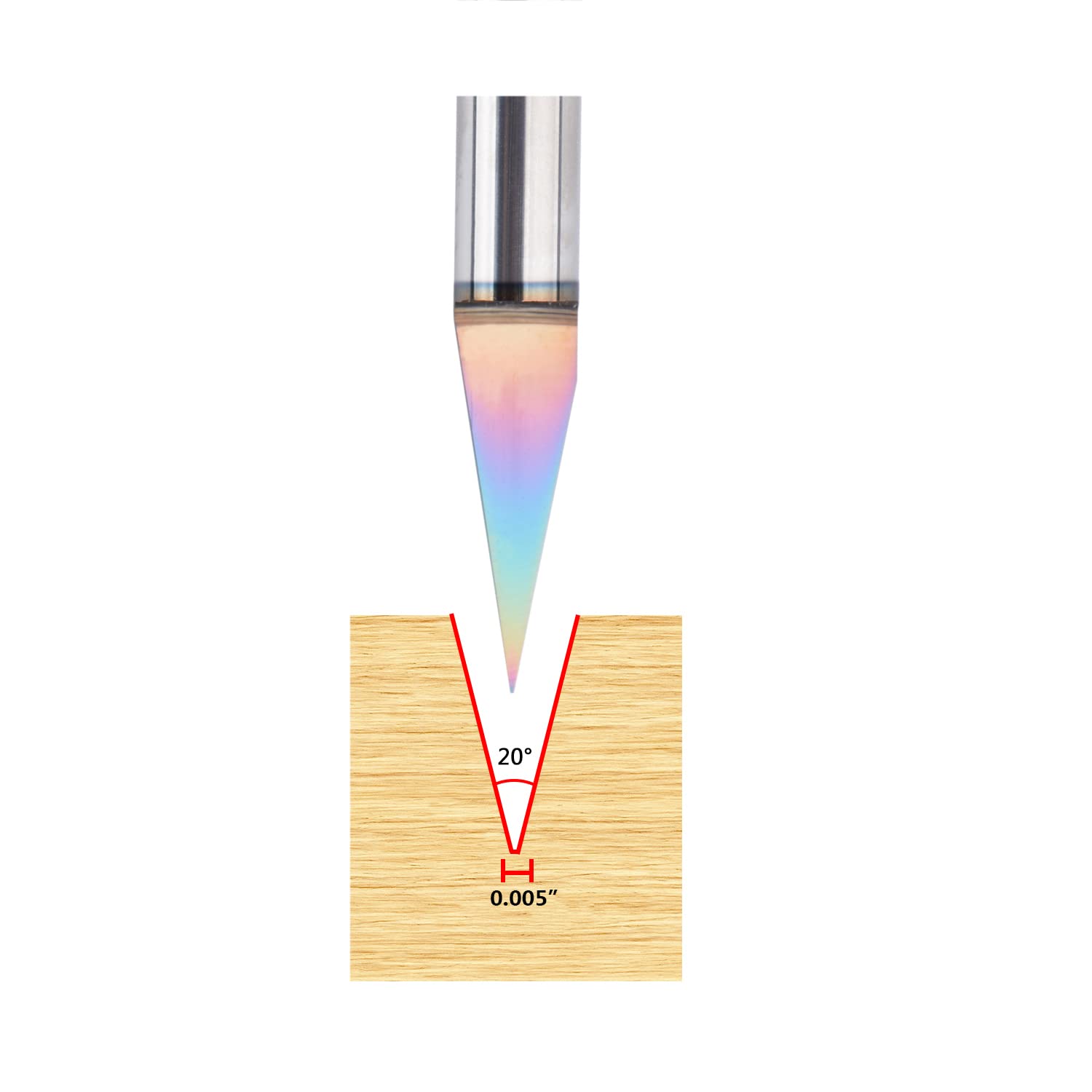 SpeTool Carbide V Groove Bit 30 Degree Engraving Bit 0.015" Tip with 1/4" Shank SPE-X Coated Extra Life