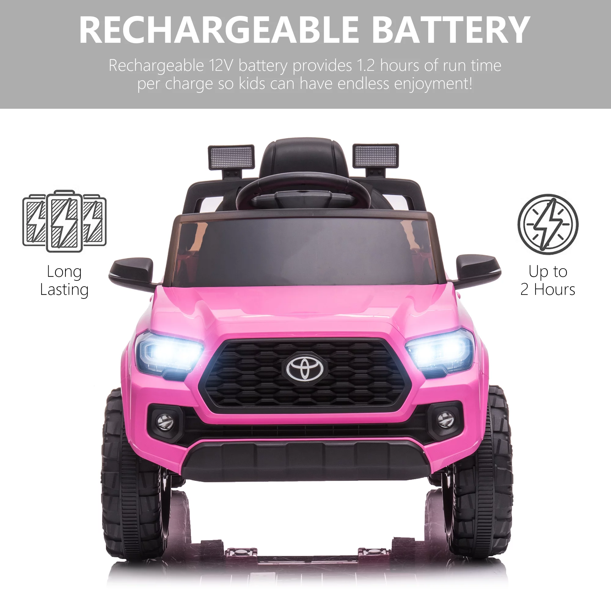 Licensed Toyota Tacoma Electric Ride on Vehicle for Kids, 12V Powered Ride on Car Toys with Remote Control, LED Lights, MP3 Player, Gray