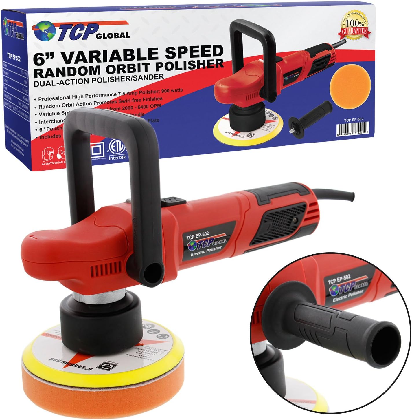 TCP Global 6" Variable Speed Random Orbit Dual-Action Polisher; Professional High Performance - Buff, Polish & Detail Car Auto Paint Pack of 2