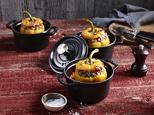STAUB Cast Iron Dutch Oven 5.5-qt Round Cocotte, Made in France, Serves 5-6, Black Matte