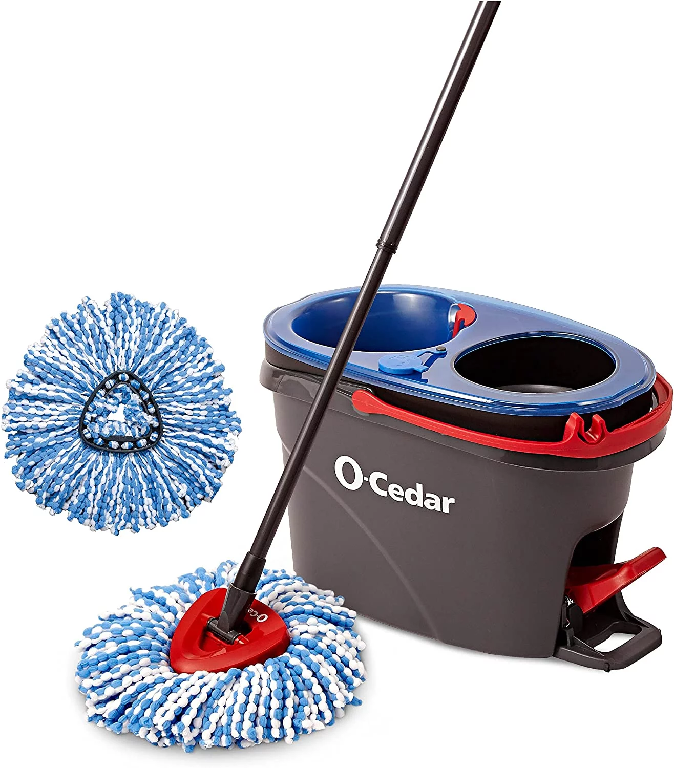 O-Cedar EasyWring RinseClean Spin Mop & Bucket Floor Cleaning System with 1 Extra Refill (Pack of 1) - Curated Treasures Market