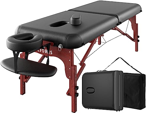 CLORIS 84" Professional Massage Table Portable 2 Folding Lightweight Facial Solon Spa Tattoo Bed Height Adjustable with Carrying Bag & Aluminium Leg