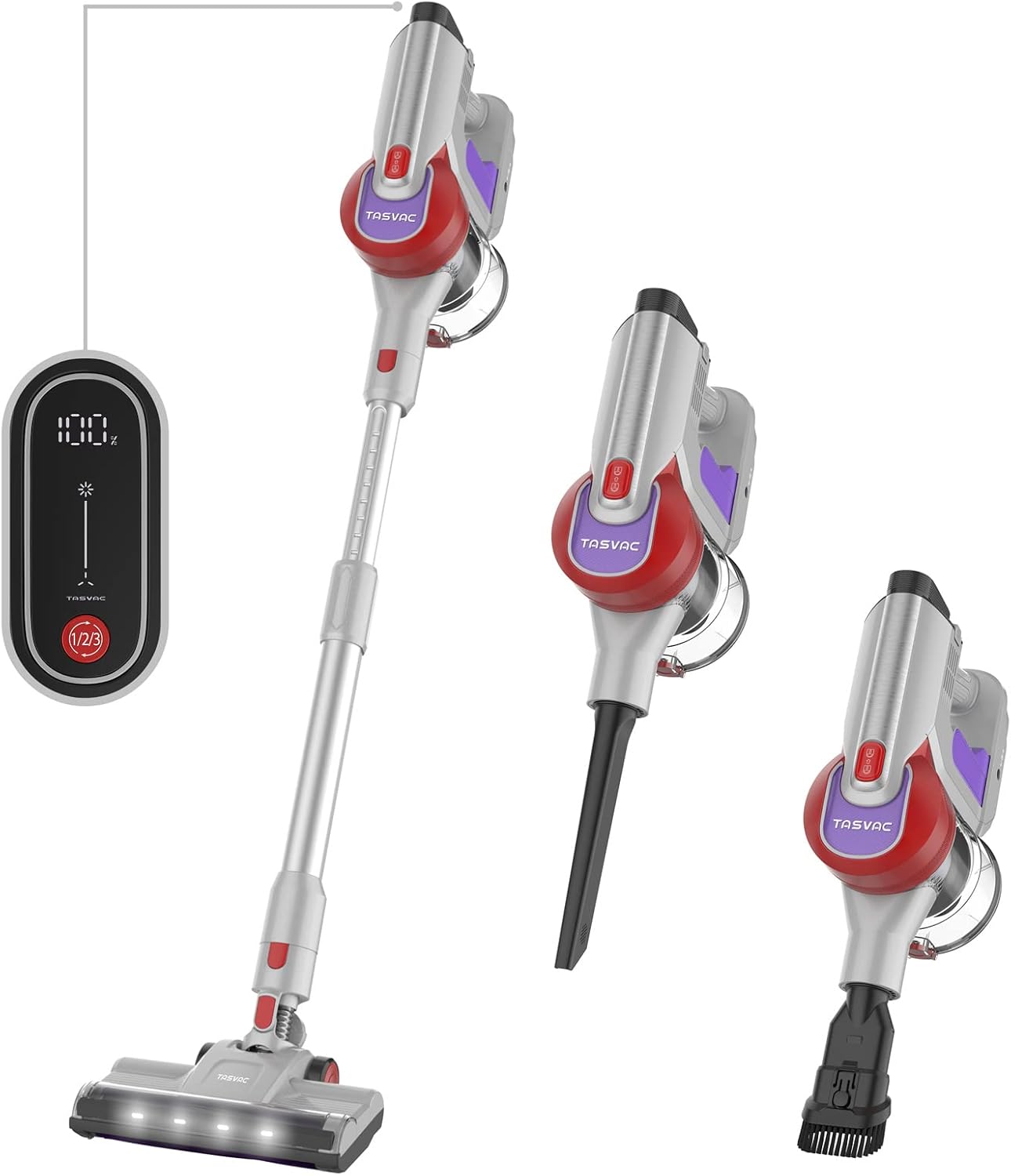 Cordless Vacuum Cleaner with Smart LED Display TASVAC 23 k Pa 6 in 1 Powerful Suction Stick Vacuum, Lightweight, Up to 50 Runtime
