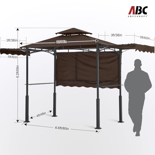ABCCANOPY 8x5 Grill Gazebo - Outdoor BBQ Canopy Shelter with Led Light for Patio Backyard Grilling (Dark Gray)