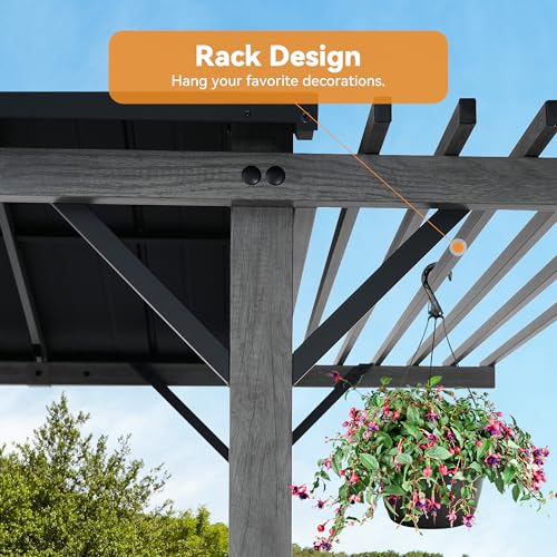 Hardtop Grill Gazebo 6'x12'with Side Shelf, Outdoor Gazebo with Bottle Opener & Hooks