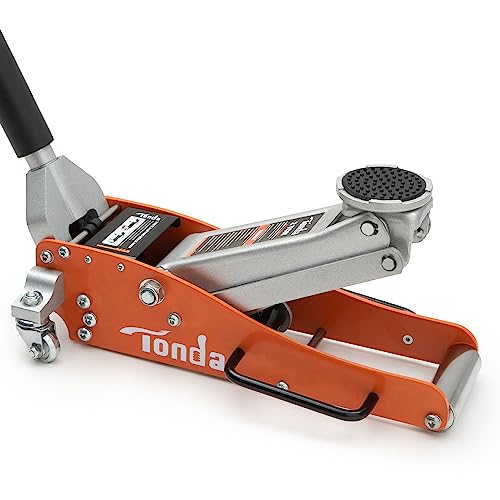 TONDA Floor Jack, Low Profile 2 Ton Hydraulic Aluminum and Steel Car Jack with Dual Pump System, Rapid Lift, Blue