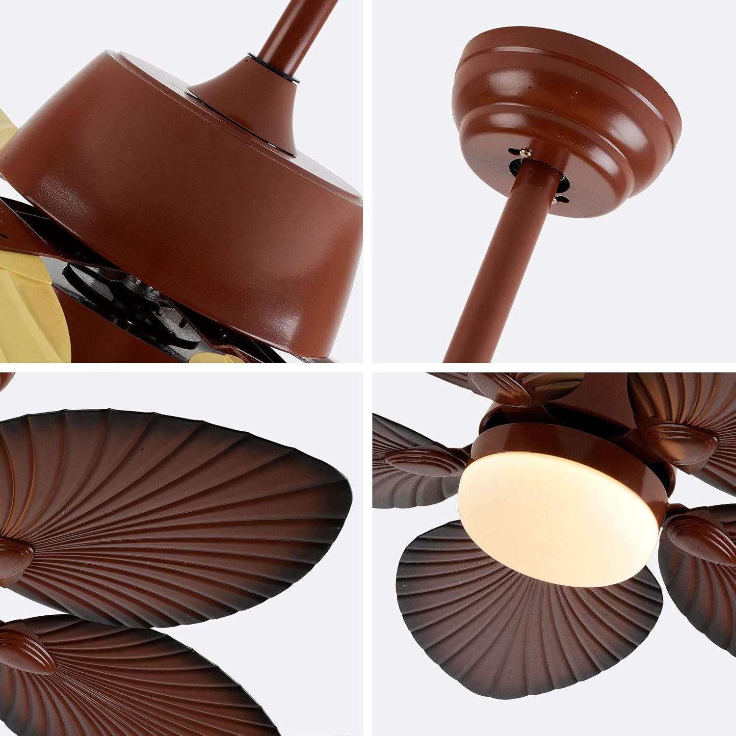 Ceiling Fan with Light, 42 Inch Tropical Coastal Indoor/Outdoor Ceiling Fan with LED Light and Remote Control, 3 Colors, 3 Speeds