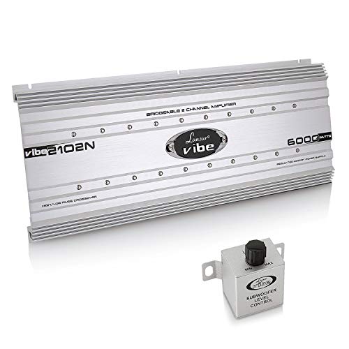Lanzar 2 Channel Car Stereo Amplifier - 6,000 Watt Dual Channel Bridgeable w/ Subwoofer Bass Control, High Power MOSFET, RCA Inputs