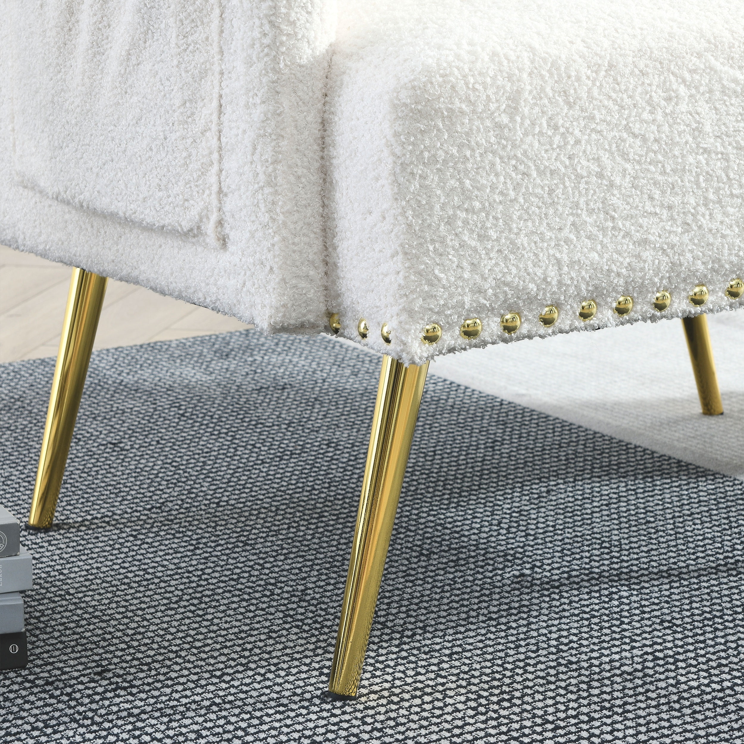 [Video]Welike 30 "W Modern Chesterfield Tufted Upholstered Chair with Deep Buttons, Living Room Chair, Comfortable Armchair, Gold Hardware Legs