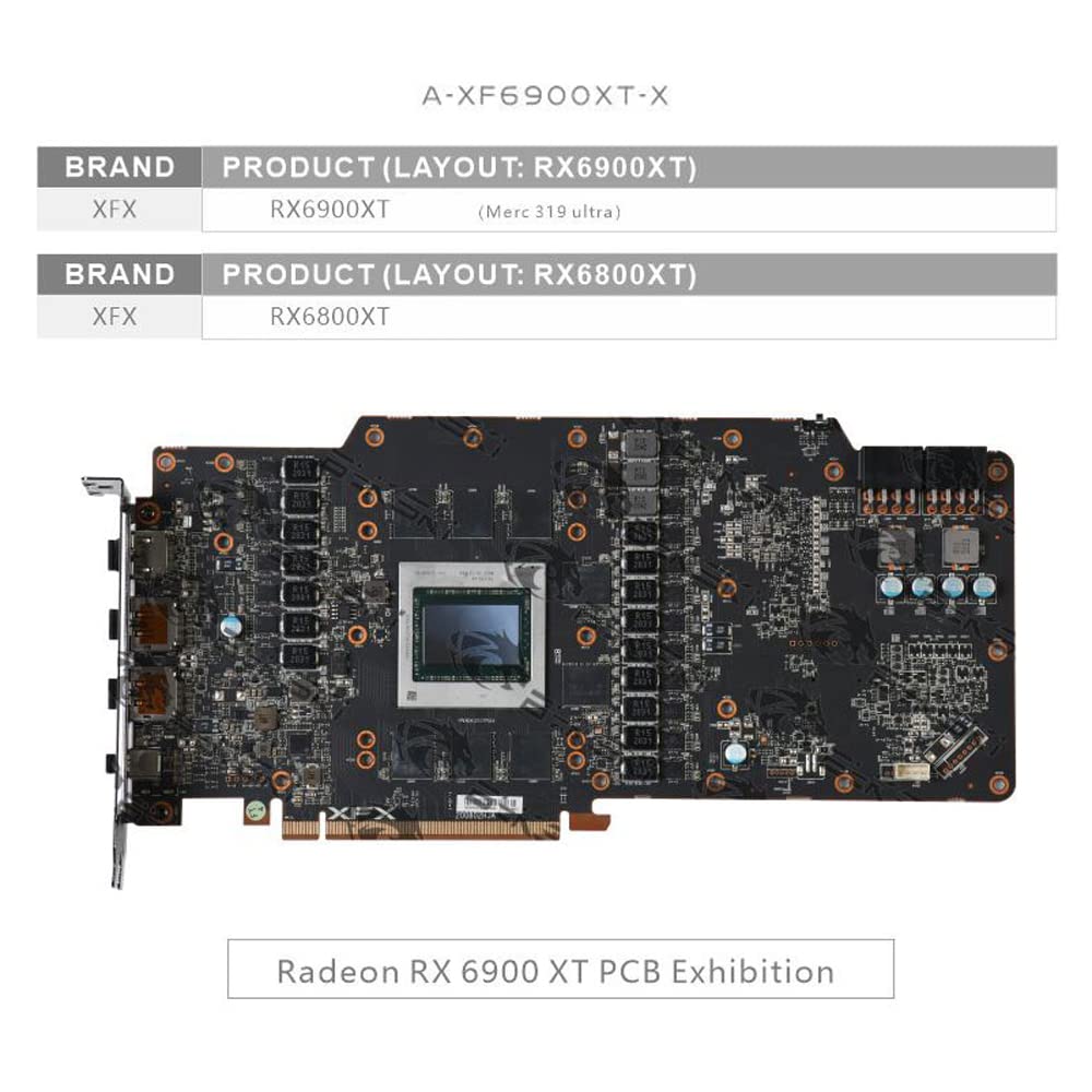 GPU Water Block Graphics Card Water Cooling Block for XFX Radeon RX 6900 6800 XT Speedster MERC 319 Full Cover Cooler A-XF6900XT-X Water Cooling (5V