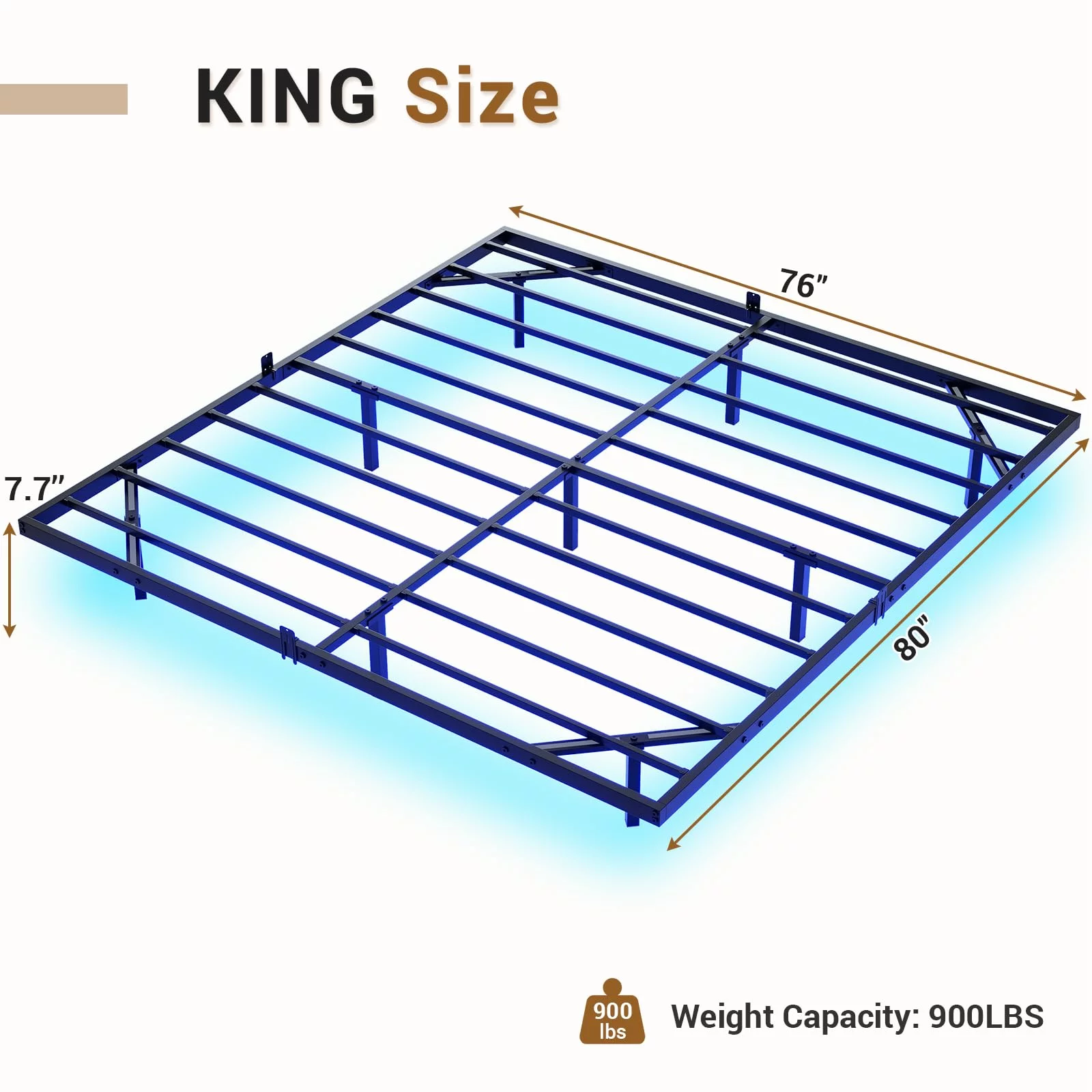 Queen Size Floating Bed Frame with LED Lights, Black Metal Platform Bed, No Box Spring Needed, Easy to Assemble