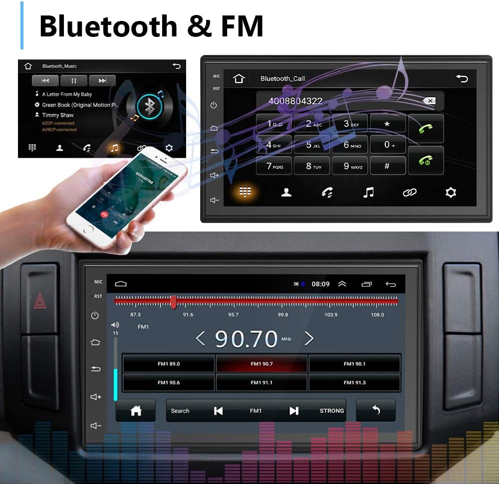 Double Din Android Car Radio with Navigation System Touch Screen Car Stereo Bluetooth Multimedia Player WiFi FM Radio with Backup Camera