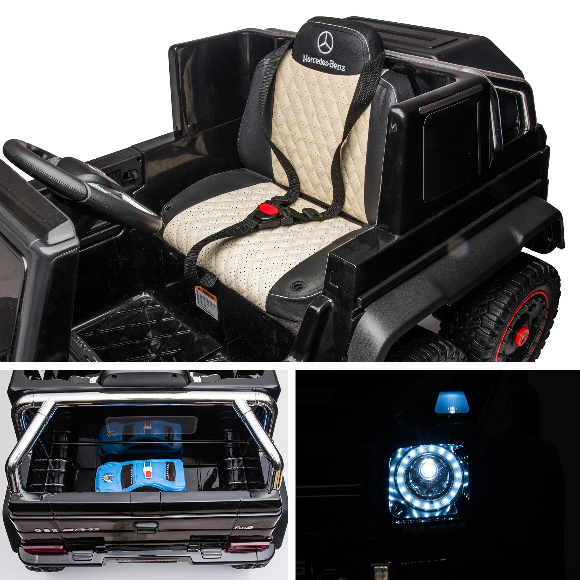 Licensed Mercedes Benz G63 24V Ride On Cars, 200W Powerful Motors Electric Truck with Remote Control, MP3 Player, Soft Seat, 6 Wheels Drive