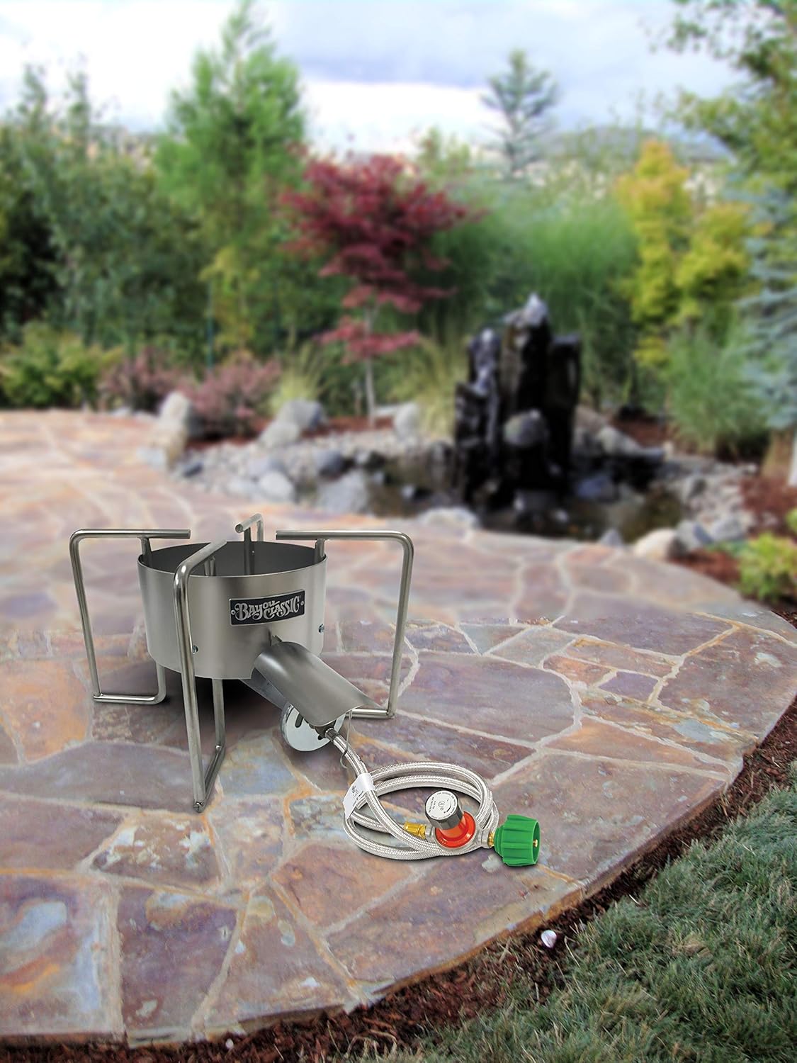 Bayou Classic SAB6 Stainless Bayou Banjo Cooker - 22-in Propane Burner for Outdoor Cooking - Crawfish Boiler, Homebrew Burner, Fits Large Stock Pots