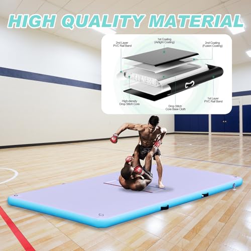 Inflatable Wrestling Mat for Adults/Kids - Thicken PVC Grappling Mat with Air Pump, Portable MMA/BJJ/Judo/Gymnastics Training Mat (5FT/10FT)