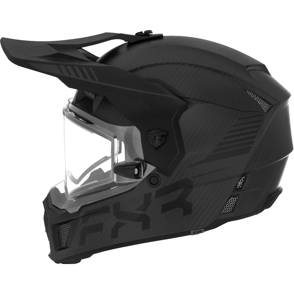 FXR  Clutch X Pro Carbon Fiber Snowmobile Helmet Heated DL Face Shield Black Ops - 240640-1010-19