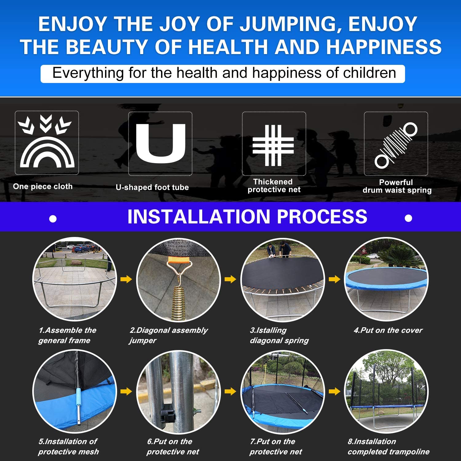 CalmMax Trampoline 12FT Jump Recreational Trampolines with Enclosure Net &ndash; ASTM Approved &ndash