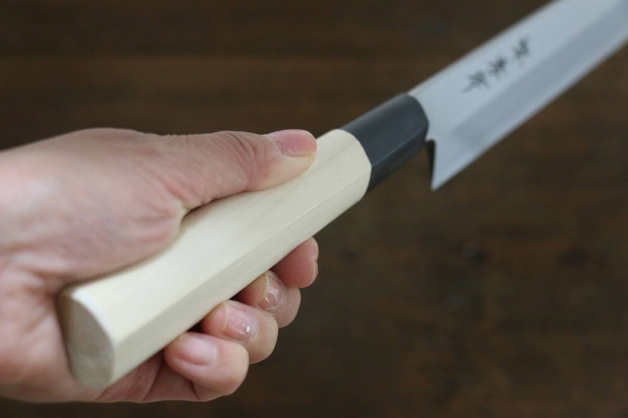 Sakai Takayuki Kasumitogi White Steel Yanagiba Japanese Knife Magnolia Handle