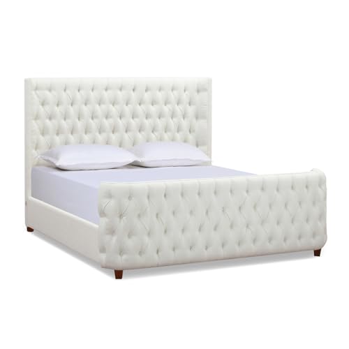 Jennifer Taylor Home Brooklyn King Tufted Panel Bed Headboard and Footboard Set, Opal Grey Velvet