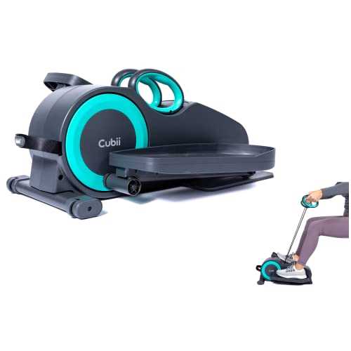 Cubii Total Body - Under Desk Seated Elliptical Pedal Exerciser with Built in Upper Body Resistance Bands, 12 Levels of Resistance, LCD Display