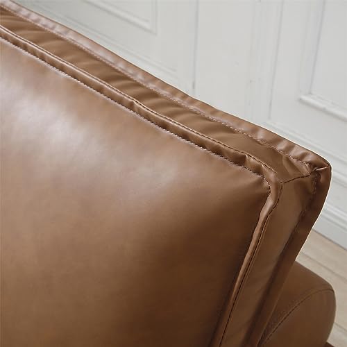 Senviy PU Leather Convertible Sofa Bed with Pillow and Button Tufted, Pull-Out Sleeper Single Sofabed Leisure Sofa Chair for Office, Living Room