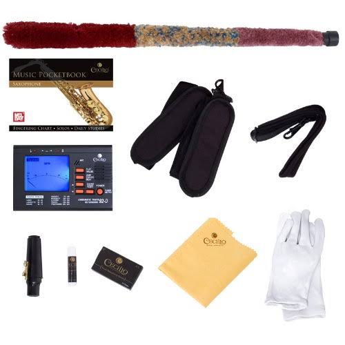 Mendini by Cecilio MAS-GL+92D+PB Green Lacquer E Flat Alto Saxophone with Tuner, Case, Mouthpiece, 10 Reeds and More