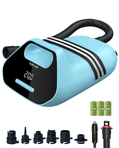 TOPUMP 7800mAh Rechargable SUP Air Pump TPS300,20PSI Electric Paddle Board Pump with Auto-Off Feature, Dual Stage Inflation & Deflation