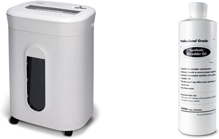 Aurora AU1060MA Professional Grade 10-Sheet High Security Micro-Cut Paper and Credit Card Shredder/ 60 Minutes/Security Level P-5, White