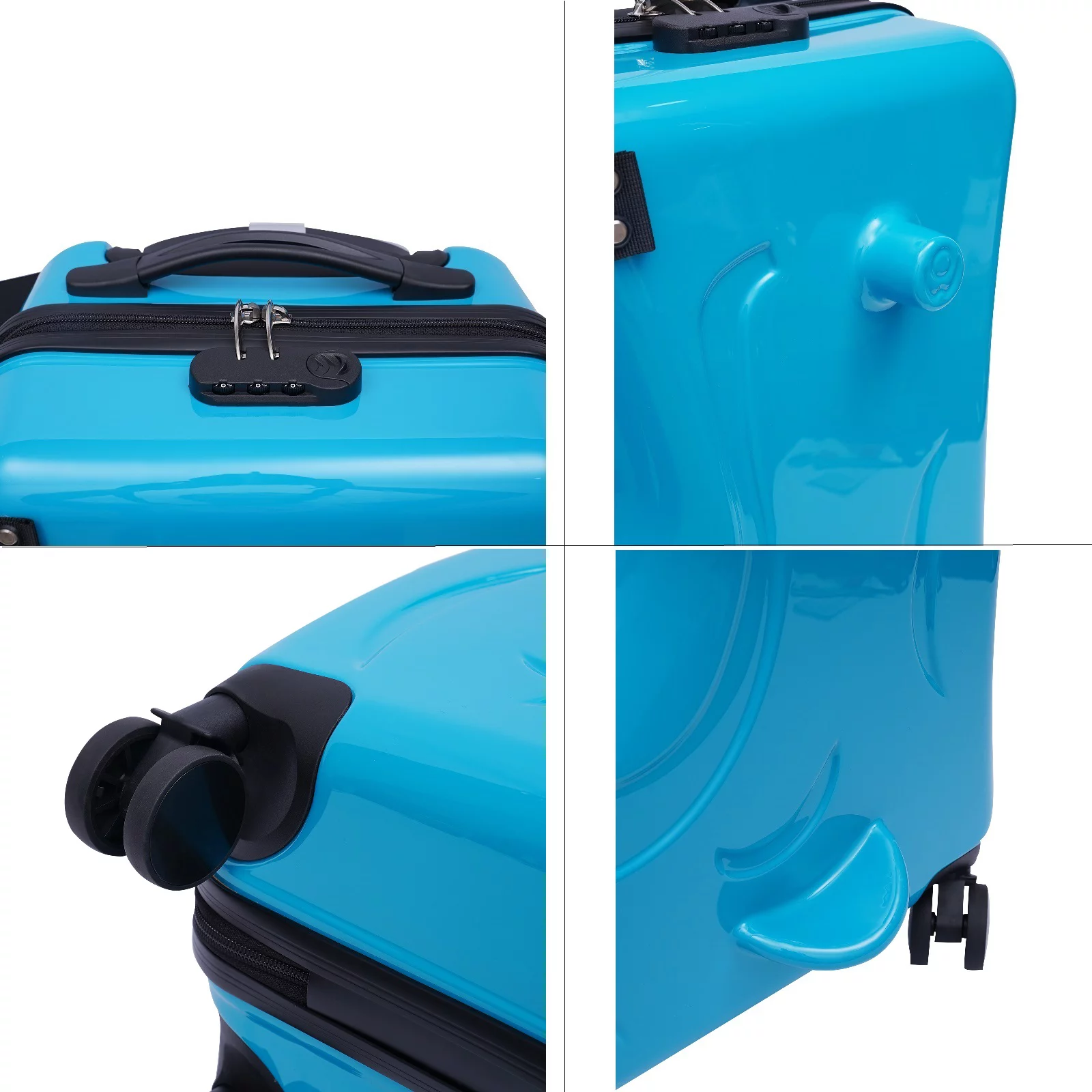 Anqidi 20" Kids Ride On Suitcase Hard Luggage Suitcase Horse-Shape Children Trolley Baggage Travel Case Waterproof with Universal Double-Row Wheels