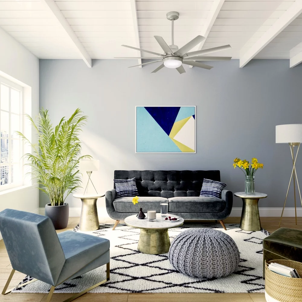 Hunter Overton 60 Led Overton 60" 10 Blade Indoor / Outdoor Led Ceiling Fan - Nickel