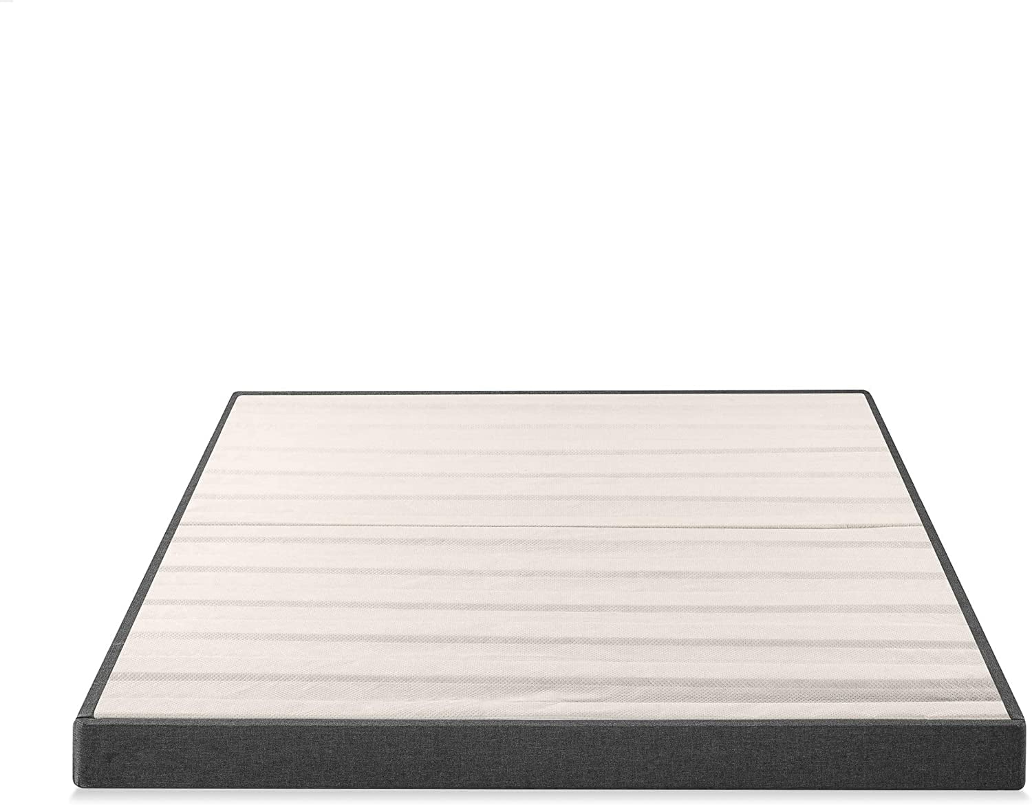 LIHONG Upholstered Metal and Wood Box Spring / 4 Inch Mattress Foundation / Easy Assembly / Fabric Paneled Design, Queen, Grey