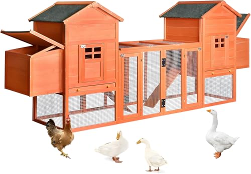Outdoor Chicken Coop for 8 Chickens, 2025Upgraded Portable Wooden Hen House with Nesting Boxes, Chicken House, Chicken Run Cage