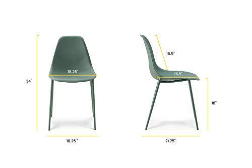 POLY & BARK Isla Modern Kitchen Chairs Set of 4 - Plastic Dining Chair with Metal Legs
