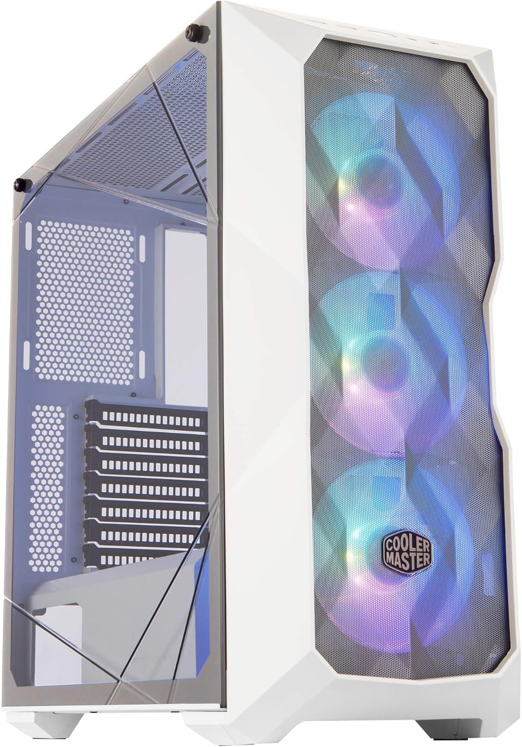 Cooler Master MasterBox TD500 Mesh White Airflow ATX Mid-Tower with Polygonal Mesh Front Panel, Crystalline Tempered Glass, E-ATX up to 10.5"