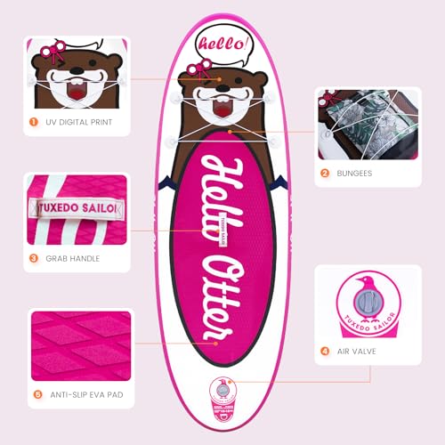Tuxedo Sailor Inflatable Stand Up Paddle Board with Complete Accessories for Surfing and Traveling