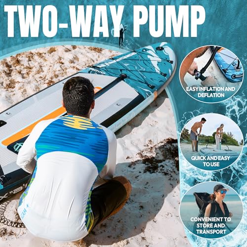 11'6"x35" Inflatable Paddle Board, 450lbs Extra Wide Stand Up Paddleboard for Adults with Premium SUP Accessories Kit & Backpack