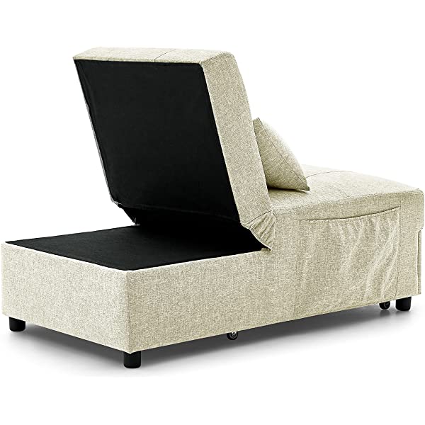 4-in-1 Sleeper Sofa Bed, HABITRIO Solid Wood Frame Polyester Upholstered Seating Couch w/A Pillow, Work As Ottoman, Single Chair