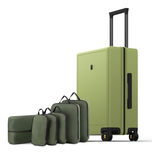 LEVEL8 Hard Shell Carry on Luggage Airline Approved, Carry-on Suitcases with Wheels, Lightweight Luminous Textured Hardside Travel Bag with Tsa Lock