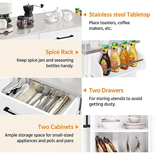 Yaheetech Kitchen Island Cart with Storage & Stainless Steel Countertop