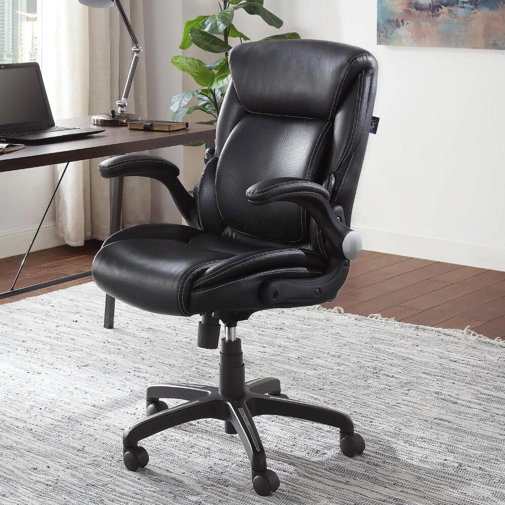Serta Air Lumbar Bonded Leather Manager Office Chair, Black