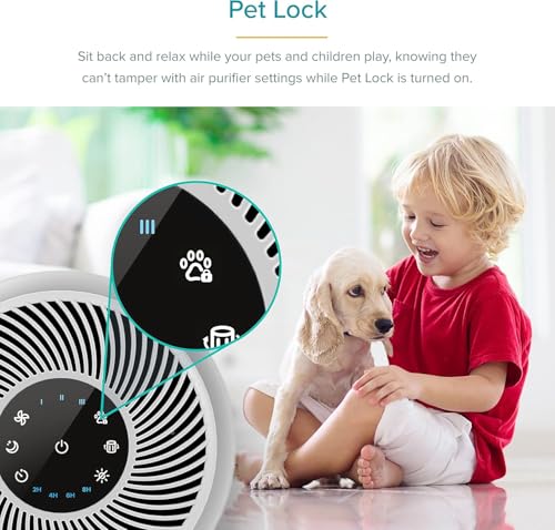 LEVOIT Air Purifiers for Home Bedroom, HEPA Sleep Mode, AHAM VERIFIDE, Smart WiFi for Home Large Room, Quiet Cleaner for Pet Hair, Allergies, Dust